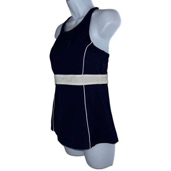 Lands End Womens Tankini Top 10 Solid Color Navy Blue Padded Wire Free Bra - Picture 5 of 9